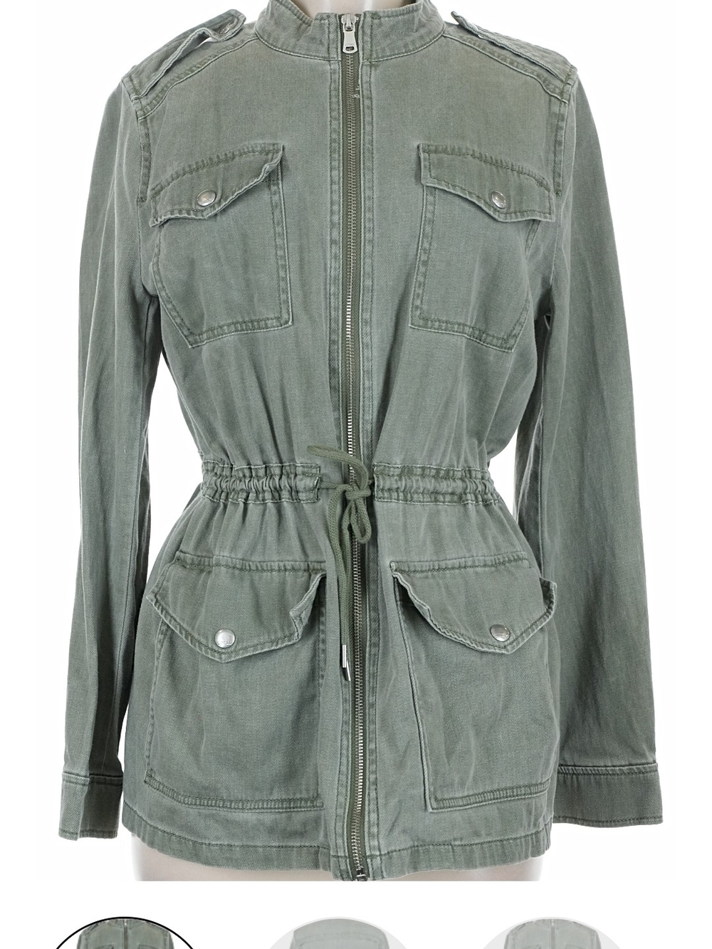 Express Green Drawstring Waist Utility Jacket